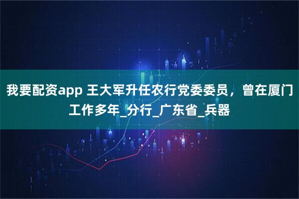 我要配资app 王大军升任农行党委委员，曾在厦门工作多年_分行_广东省_兵器